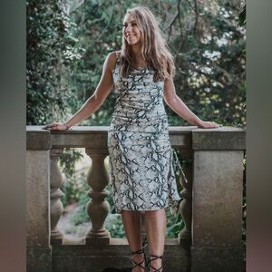 Boutique black and white snakeskin print midi dress